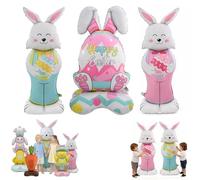 Giant 3D Standing Bunny Balloon Self-Supporting Festive Cheer, Happy Easter Balloon Large Bunny Egg Standing Balloons, Cute Bunny Carrot Easter Balloons for Party Decoration 3PCS (A)