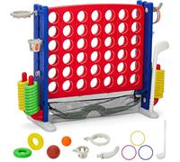 Giant 4 Connect in a Row Game, Jumbo Connect 4 Outdoor Game With Adjustable Height(36-48 In) and 42 Jumbo Rings Quick Release Slide,Yard Games For Kids And Adults, Ideal For Holiday Party Family Game