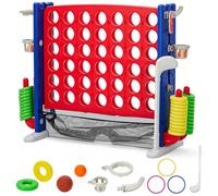 Giant 4 Connect in a Row Game, Jumbo Connect 4 Outdoor Game With Adjustable Height(36-48 In) and 42 Jumbo Rings Quick Release Slide,Yard Games For Kids And Adults, Ideal For Holiday Party Family Game
