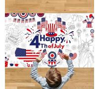 Giant 4th of July Coloring Tablecloth for Kids - Patriotic Arts and Crafts Activity, DIY Coloring Poster for Independence Day Party, 72x30 Inch Disposable Paper Cover
