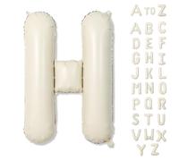 Giant Alphabet H Foil Name Balloons, Cream Ivory White Inflatable Word Balloons H Letters Birthday Decor, 40 Inch Mylar Beige A-Z Custom Letter Balloons for Girls Baby Shower Party Decoration Supplies