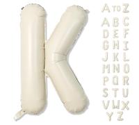 Giant Alphabet K Foil Balloons, Nude Cream White Custom Letters Balloon Birthday Decor, 40 Inch Helium Self Inflating Beige K Name Balloons Letter for Girls Baby Shower Party Decoration Supplies