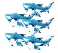 Giant Aluminum Foil Shark Balloons, 5PCS Shark Balloons, Blue Cute Splash Shark Balloon, Birthday Decorations for Shark W ecor Ocean Under The Sea Party Supplies