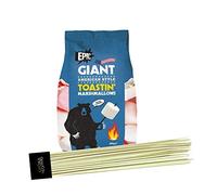 Giant American Marshmallow Toasting Kit - Contains Giant Epic Toasting/Roasting Smores Marshmallows 500g &10inch Bamboo Barbecue Skewers(80)