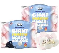 Giant American Style Toastin' Marshmallows Extra Large EPIC Marshmallow. Extra Tasty and Extra Fluffy. For Barbeque, Bonfire Roast and Smores. 2 x 500g Jumbo Size of Delicious Squishy Mellows