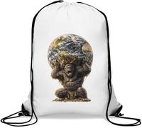 Giant Ape Supporting the Earth Gym Sack Casual Drawstring Bag White