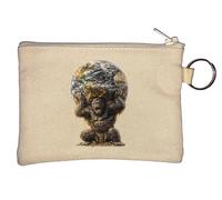 Giant Ape Supporting the Earth Key Chain Coin Purse Beige