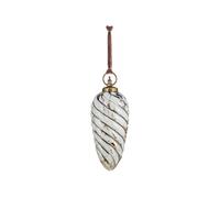 Giant Baubles Christmas, Extra Large Glass Baubles, Giant Gold & Cream Ripple Drop Bauble on Velvet Tie, Long Luxe Christmas XL Bauble, Maran Nkuku (Large)