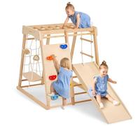 Giant bean Indoor Climbing Frame for Toddlers, Jungle Gym for 1-3yrs Kids,Toddlers Climber Toys with Slide, Rock Climb Wall, Monkey Bars, Wood & Rope Ladder, Swing