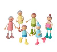 Giant bean Wooden Family Dolls Set of 7 for Dollhouse, DollHouse People Miniature Dollhouse Accessories Toy for Boys Girls Kids Pretend Play 3 Years up