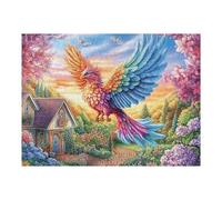 Giant Bird Flying over Cottage Path 500-piece Jigsaw Puzzle Bundle Family Puzzle Lovers Brain Training Mindful Activity Spring Recycled Cardboard 500 PCS