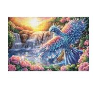 Giant Bird with Waterfall And Flowers 1000 Pc Classic Jigsaw Puzzle Puzzle for Adults Hard Challenging Hobby Home Decor Poster Smooth Wooden Cardboard 1000 PCS