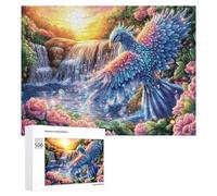 Giant Bird with Waterfall And Flowers 500 Piece Jigsaw Puzzle for Couples Indoor Cooperative Play Communication Skill Gift for Couples 500 PCS