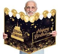 Giant Birthday Card 22x16'' Big Birthday Card with Protective Envelope Attracting Large Jumbo Birthday Card with Balloon Decoration for Expressing Blessing and Signing