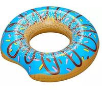Giant Blue Doughnut Swim Ring Inflatable Rubber Donut Pool Float Lounger Kids Adults 42" Swimming Tube