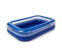 Giant Blue Rectangular Inflatable Swimming Pool - 262 x 175 x 50 cm | Large Family Garden Pool | 815L Capacity | Drain Plug & Fill Valve | Outdoor Summer Pool | Age 6+ | Adults & Kids