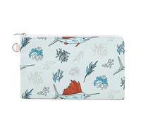 Giant Bluefin Tuna Fishes Portable Canvas Coin Purse Fashion Pencil Case Travel Makeup Bag