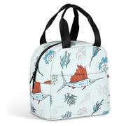 Giant Bluefin Tuna Fishes Portable Insulated Lunch Bag Adults Picnic Tote Cool Bag Travel Work
