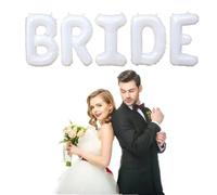 Giant Bride Balloons for Bachelorette Bridal Shower,40 Inch White Alphabet Foil Balloons for Wedding Engagement Bride To Be Party Decorations