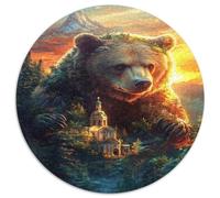 Giant Brown Bear 1000 Piece Jigsaw Puzzle Round Paper Jigsaw Puzzle for Adults Forest Church