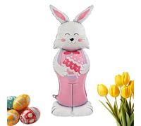Giant Bunny Balloon - Standing Foil Inflatable, Cute Easter Decoration with Spring Theme, Party Prop for Outdoor Garden, Porch, Holiday Festive Ornament for Family Celebrations