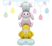 Giant Bunny Chick Easter Balloon Party Decorating, Large Rabbit Foil Balloon, Standing Bunny Balloons, Cartoon Easter Party Supplies For Family Birthday Festive Garden Yard Decoration