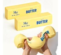 Giant Butter Squishy 10in, Jumbo Butter Stick Squeeze Toy, Slow Rising Soft Sensory Fidget, Large Stress Relief Ball for Desk Home School Travel (YE-2PCS)