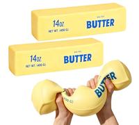 Giant Butter Squishy 2026 New 14oz TPR Butter and Cheese Squishy Soft Squeeze Stress Balls for Stress Relief Anxiety Sensory Gifts for Adults Anxiety Relief Party Favors (2pcs)