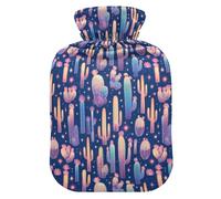 Giant Cactus Translucent Travel Hot Water Bottle with Soft Cover, 1L Warm Water Bottle for Bed for Arthritis