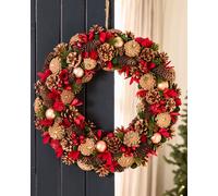 Giant Canterbury Festive Decor Autumn-Winter Front Door Wreath Christmas Wreath 50cm Dibor Red One Size