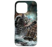Giant Cat as Kraken Sea Monster Ambush a War Ship in Ocean Case for iPhone 16 Pro