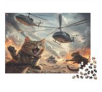 Giant Cat Battle Scene 1000 Piece Jigsaw Puzzle Paper for Adults Dynamic War Setting Jigsaw Puzzle for Family Relaxing Focus Home Decor Gift 38x26cm/1000pcs