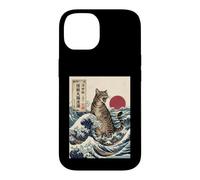 Giant Cat Roaring Amidst The Great Japanese Waves Case for iPhone 14