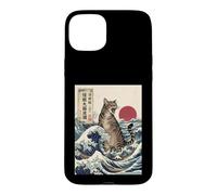 Giant Cat Roaring Amidst The Great Japanese Waves Case for iPhone 15 Plus