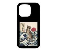 Giant Cat Roaring Amidst The Great Japanese Waves Case for iPhone 15 Pro