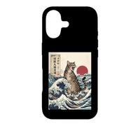 Giant Cat Roaring Amidst The Great Japanese Waves Case for iPhone 17