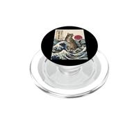 Giant Cat Roaring Amidst The Great Japanese Waves PopSockets PopGrip for MagSafe