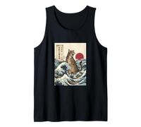 Giant Cat Roaring Amidst The Great Japanese Waves Tank Top