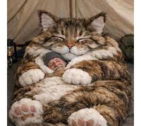Giant Cat Sleeping Bag For Adults - 2026 New Envelope Design, Ultra Soft Furry Plush Material | Animal Sleeping Bag ForHumans Cozy Warm Blanket For Camping, Sleepovers, Lounging On Sofa, Easy Care D