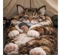 Giant Cat Sleeping Bag For Adults - 2026 New Envelope Design, Ultra Soft Furry Plush Material | Animal Sleeping Bag For Humans As Warm Blanket For Camping, Sleepovers, Lounging On Sofa, Easy Care