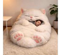 Giant Cat Sleeping Bag For Adults - 2026 New Envelope Design, Ultra Soft Furry Plush Material | Animal Sleeping Bag For Humans As Warm Blanket For Camping, Sleepovers, Lounging On Sofa, Easy Care