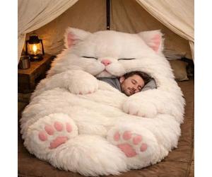 Giant Cat Sleeping Bag For Adults - 2026 New Envelope Design, Ultra Soft Furry Plush Material | Animal Sleeping Bag ForHumans Cozy Warm Blanket For Camping, Sleepovers, Lounging On Sofa, Easy Care A