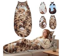 Giant Cat Sleeping Bag for Adults - 69" Ultra-Soft Plush Envelope Design, Cozy Warm Fleece Lining, Washable, Cute Cat-Themed Blanket for Home, Camping, Lounging, Sleepovers (A)