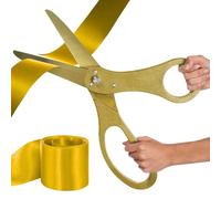 Giant Ceremonial Grand Opening Kit - Large 20 Inch Gold Scissors for Ribbon Cutting with Golden Blade and Box Gold Satin Ribbon for Special Events Inauguration and Business Openings