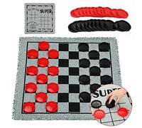 Giant Checkers Board Game Set,3 in 1 Tic Tac Toe Board Draughts,for Kids and Adults, Big Checker Mat Outdoor Toy for Boys and Girls,Indoor Outdoor Yard Game for Family and Party