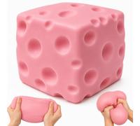 Giant Cheese Squishy Toys,4.4IN Slow Rising Fidget Toys,Cheese Cube Squishy Toys,Soft Sensory Squeeze Toy, Birthday Gift for Adults Teens Kids Autism,Office Desk & School Home & Party-pink