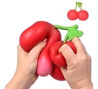 Giant Cherry Stress Ball, Slow Rebound Squeeze Toy, Cherry Fidget Sensory Toy, Anti Stress Ball, for Kids Teens Home Travel Birthday Party Favors Classroom Prizes Goodie Bags 16x8x13.5cm