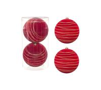 Giant Christmas Bauble, 20cm Velvet Flocked Extra Large Christmas Balls Ornament, 200mm Shatterproof Ball For Xmas Tree Decorations (Red A)