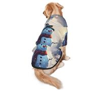 Giant Christmas Snowman On The Street Dog Hoodie for Medium and Large Dogs – Soft Polyester Pet Clothes, Suitable for All Seasons