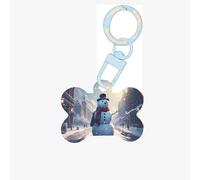 Giant Christmas Snowman on The Street Dog Tags for Pets,Bone-Shaped Acrylic Pet ID Tags,Perfect for Small to Large Dogs and Cats,Cute & Functional
